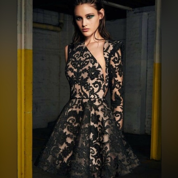 black lace peplum dress plus size Peplum Lace Trim Midi Dress in Black main image 1